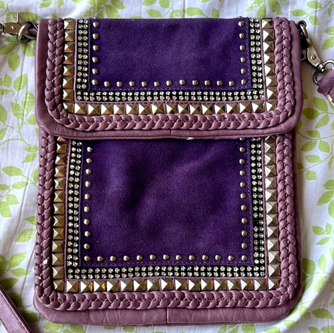 Vintage Suede Bag Purple - Image 2