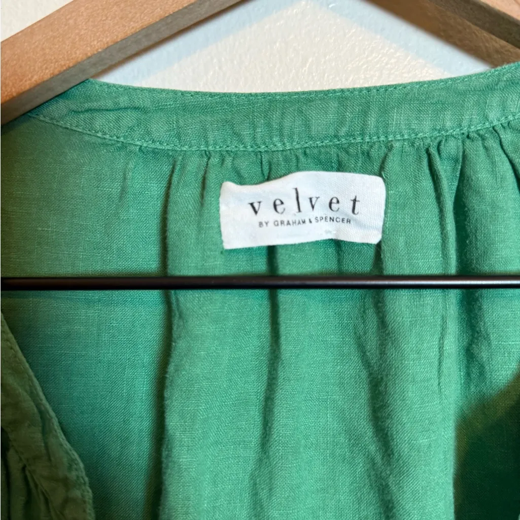 VELVET BY GRAHAM & SPENCER‎ Aurora Linen Minidress Green Size L - Image 4