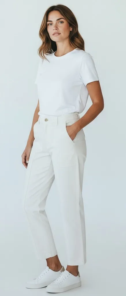 Brunello Cucinelli White Patch Pocket Utility Cotton Pants - Image 1