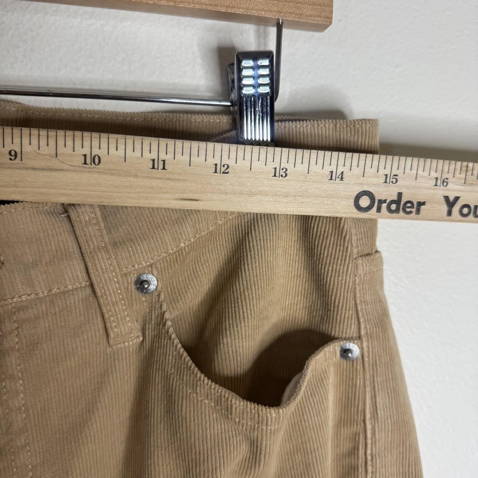 J.Crew Pants Womens 29 Khaki Corduroy 5 Pocket Bootcut Flare Zip Fly Beige - Image 6