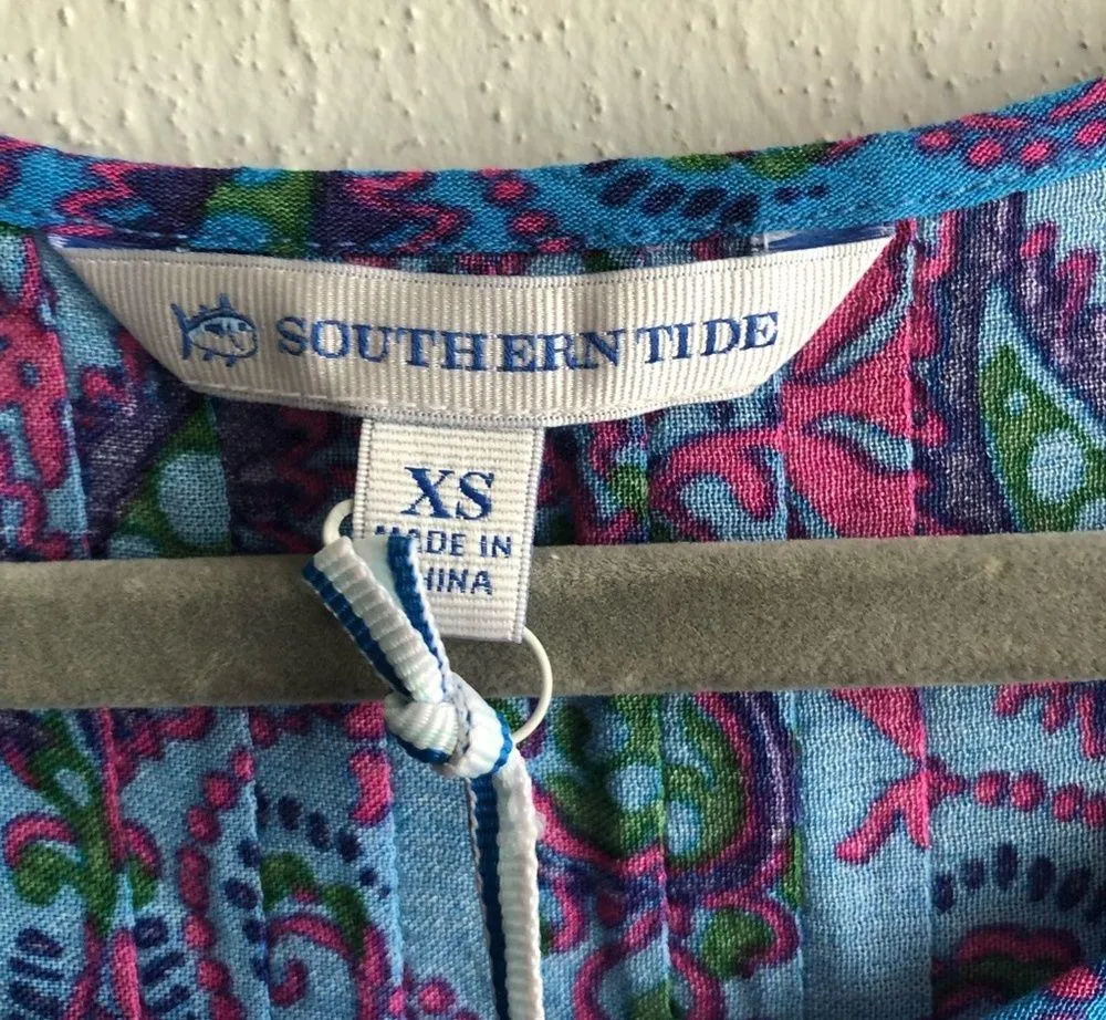 Southern Tide Dress Stella in Brilliant Blue Abstract Long Sleeve Dress XS NWT - Image 10