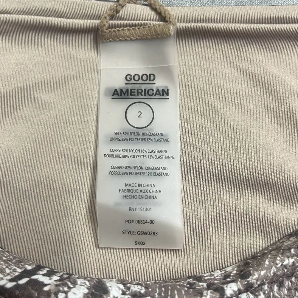 Good American 2 US Medium Swim Bikini Bottoms High Waist Snake Print Cheeky NWT - Image 4