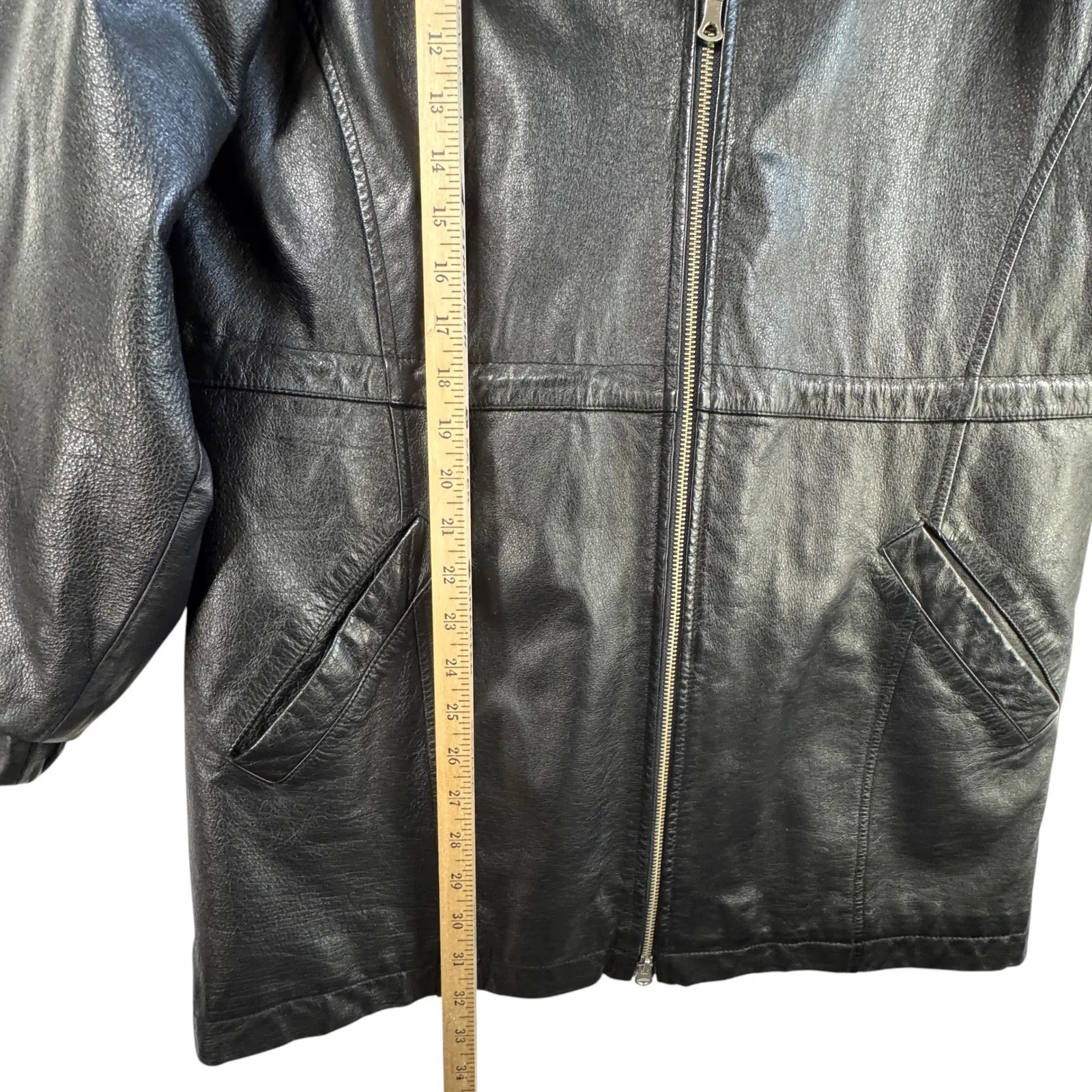 Wilsons Leather Hooded Leather Coat Full Zip Pockets Black Size M Capsule READ - Image 11