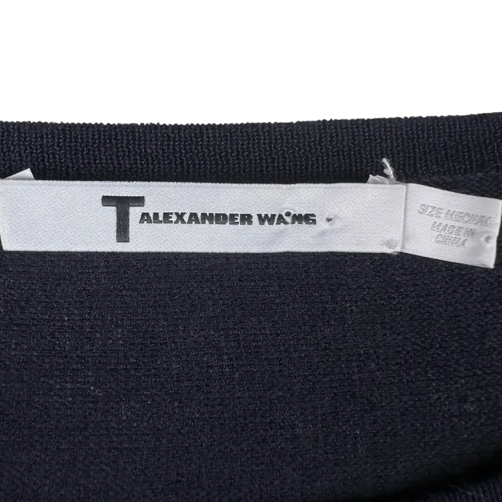 T Alexander Wang Side Sheer Panels Striped Lightweight Long Sleeve Sweater Blue Size M - Image 13