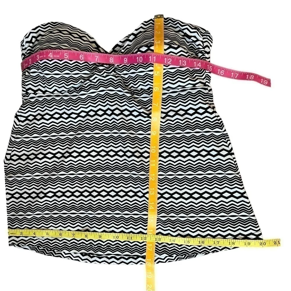 CONVERSE Bandeau Diamond Zigzag Black & White Strapless Swim Top Womens Large - Image 11