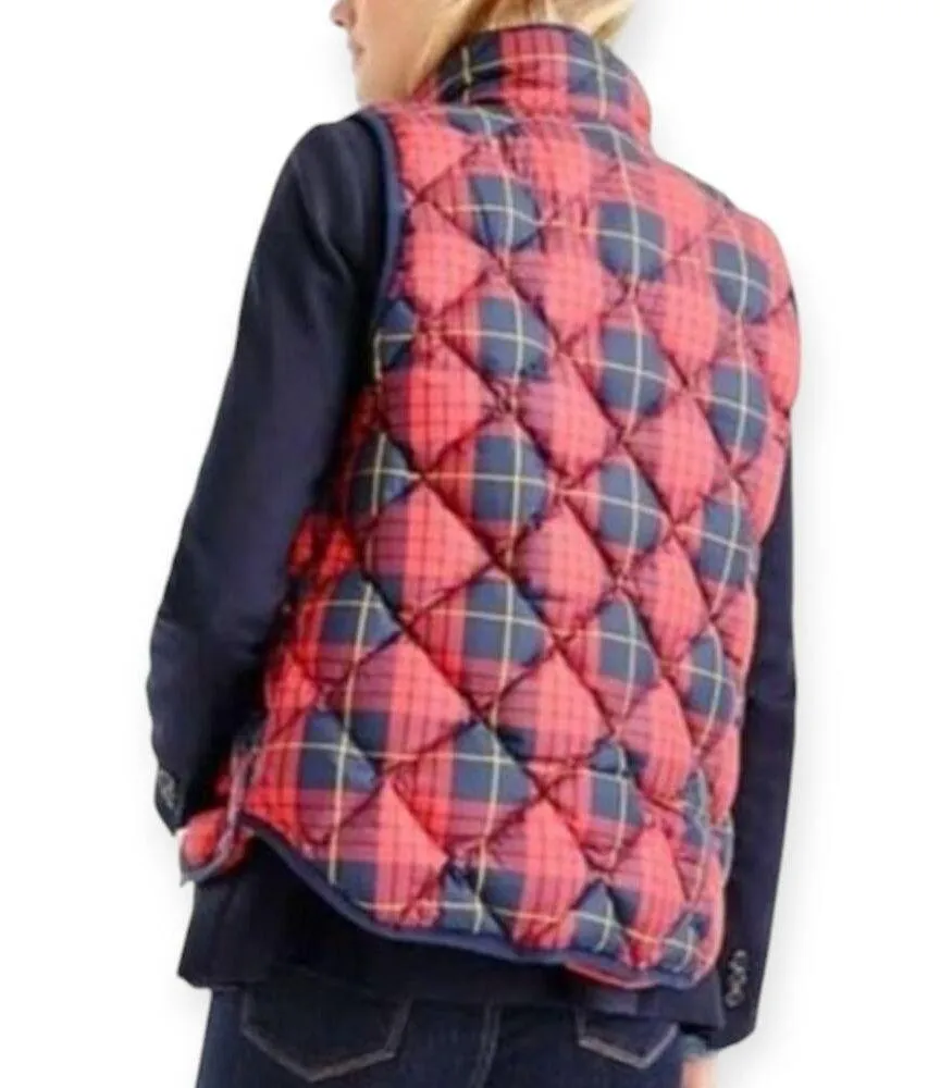 J Crew | XS | Women's Red Excursion Tartan Plaid Down Filled Holiday Puffer Vest - Image 3