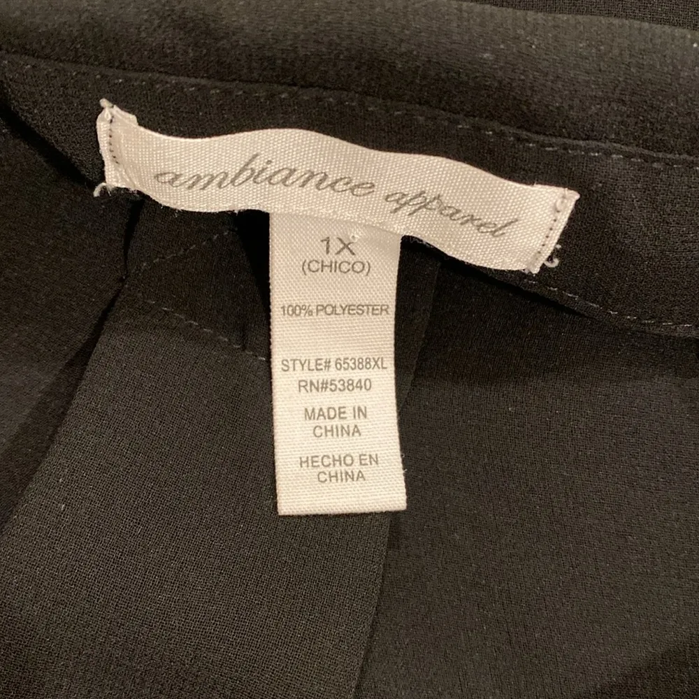Ambiance Apparel Black Sheer Button Down long Sleeve size 1X - Image 5