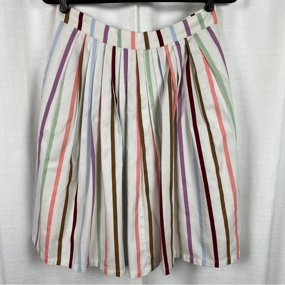 ModCloth Aspiration Creation Pastel Striped A Line Pleated Skirt Sz.L - Image 7