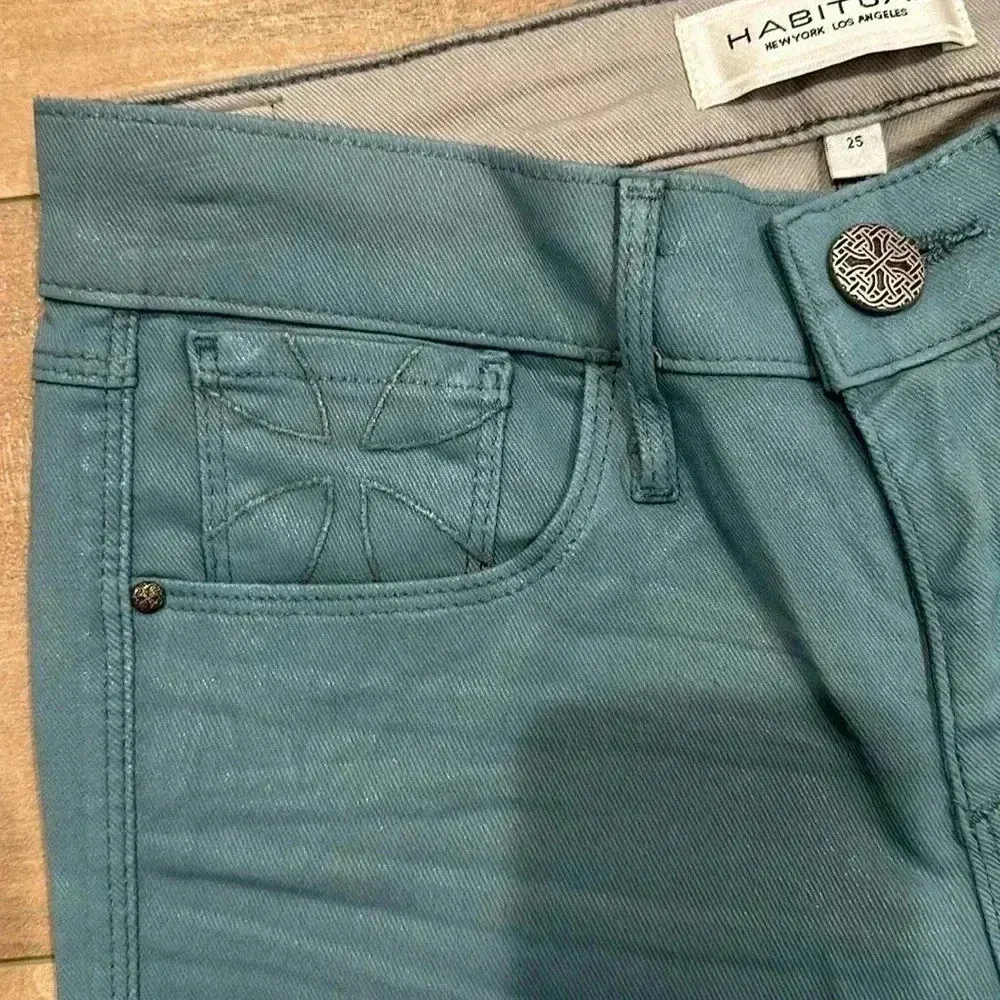 NWT Habitual Angelina Cigarette Wax Coated Skinny Jean Mojito Mid Rise Sz 25 - Image 8