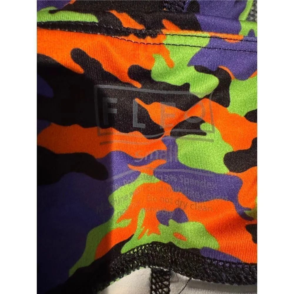 Fleo NWT Original Multi Spooky Halloween Camo Print Athletic Shorts Size Small Orange - Image 7