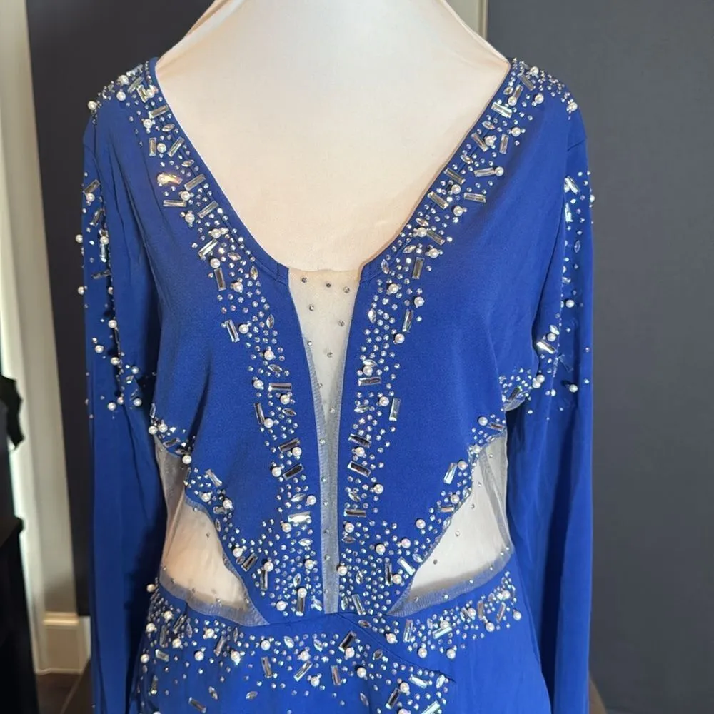 Women’s Blue Sparkly Long Sleeve V - Image 3