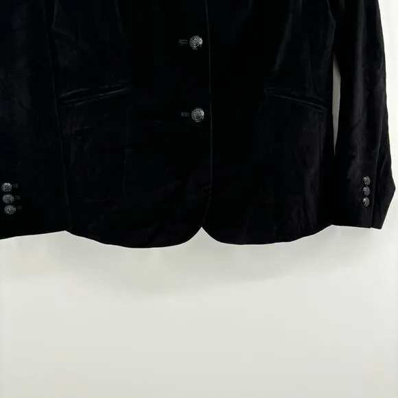 Talbots Aberdeen Black Velvet‎ Two Button Cocktail Blazer Size 8 - Image 5