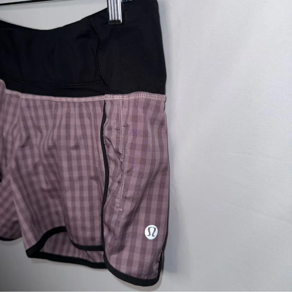 Lululemon Purple Checkered Athletic Running Shorts - Image 5