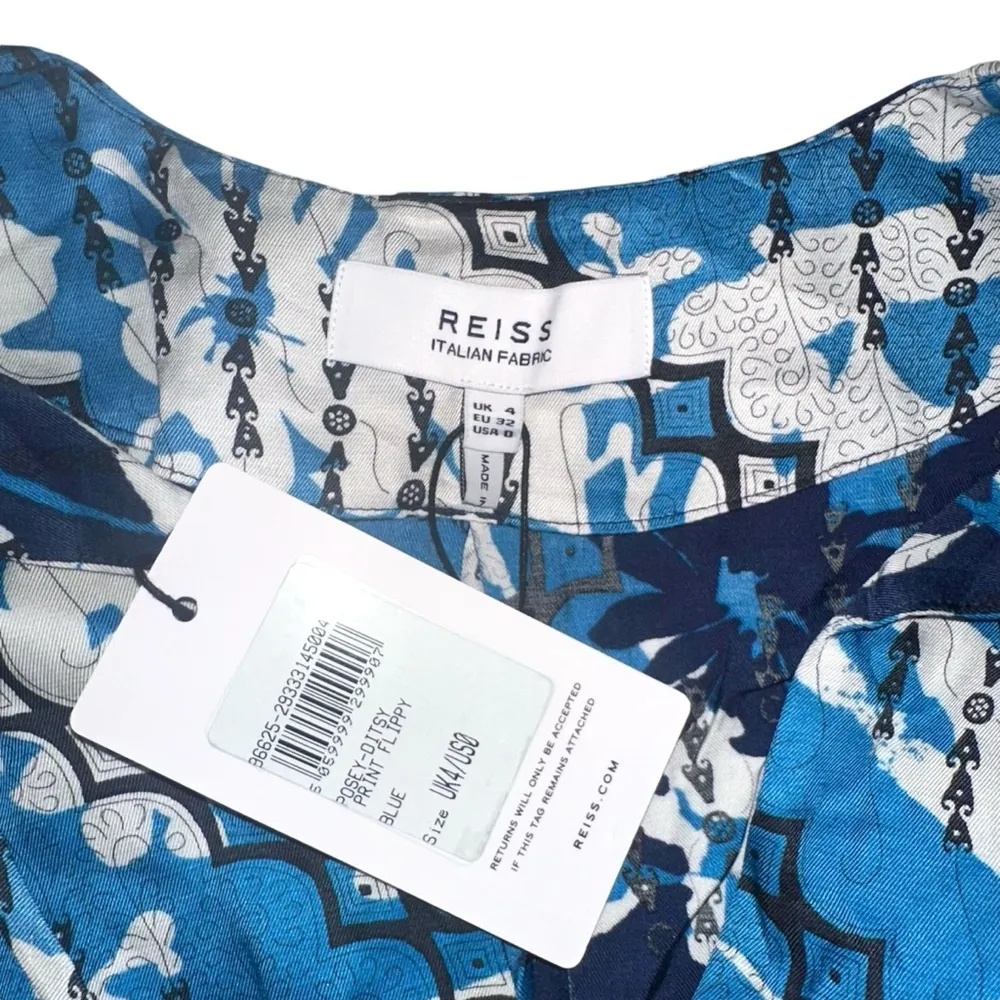 NWT Reiss Posey Ditsy Print Italian Fabric Blue Mini Dress US 0 - Image 5