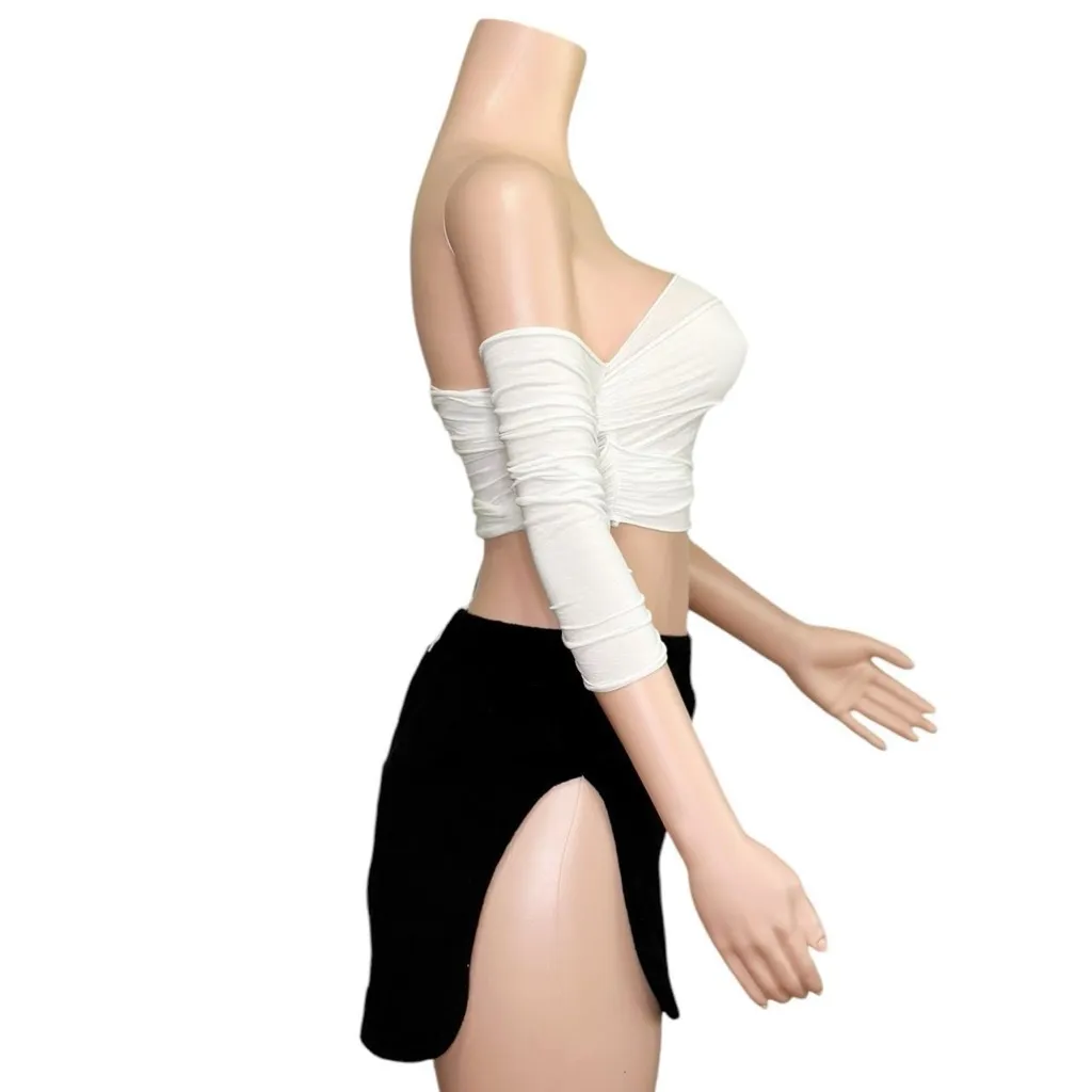 ARE YOU AM I Nicia Plush Terry Mini Skirt, Black, XS Black - Image 10