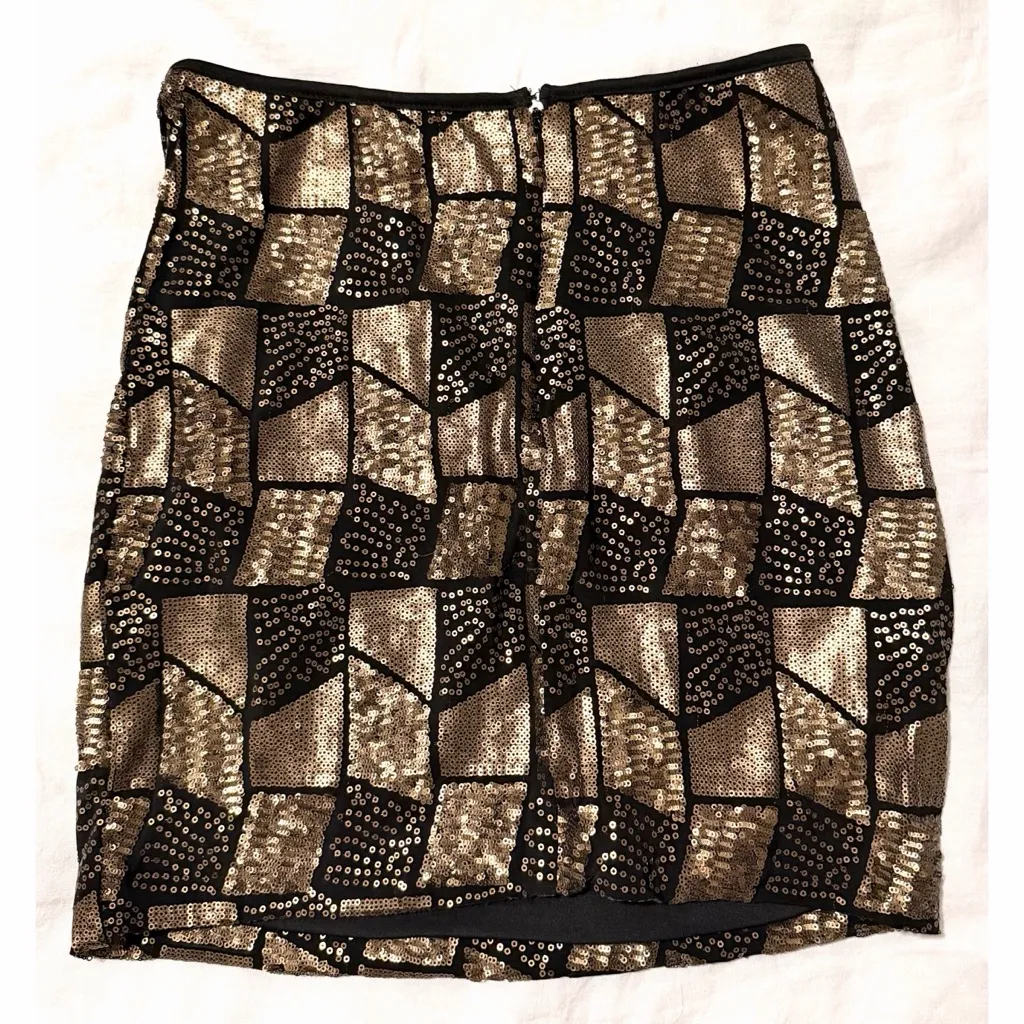 Ricki's Black and Gold Sequin Geometric Mini Skirt - Image 2