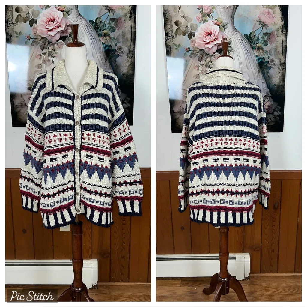 Super Cool Vintage 90s Eddie Bauer LEGEND Heavy Cotton Cardigan Sweater! - Image 2