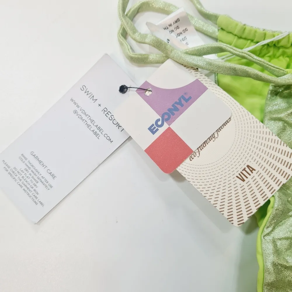 VDM Panama Bikini Bottom in Shimmer Lime Size XS - Image 5