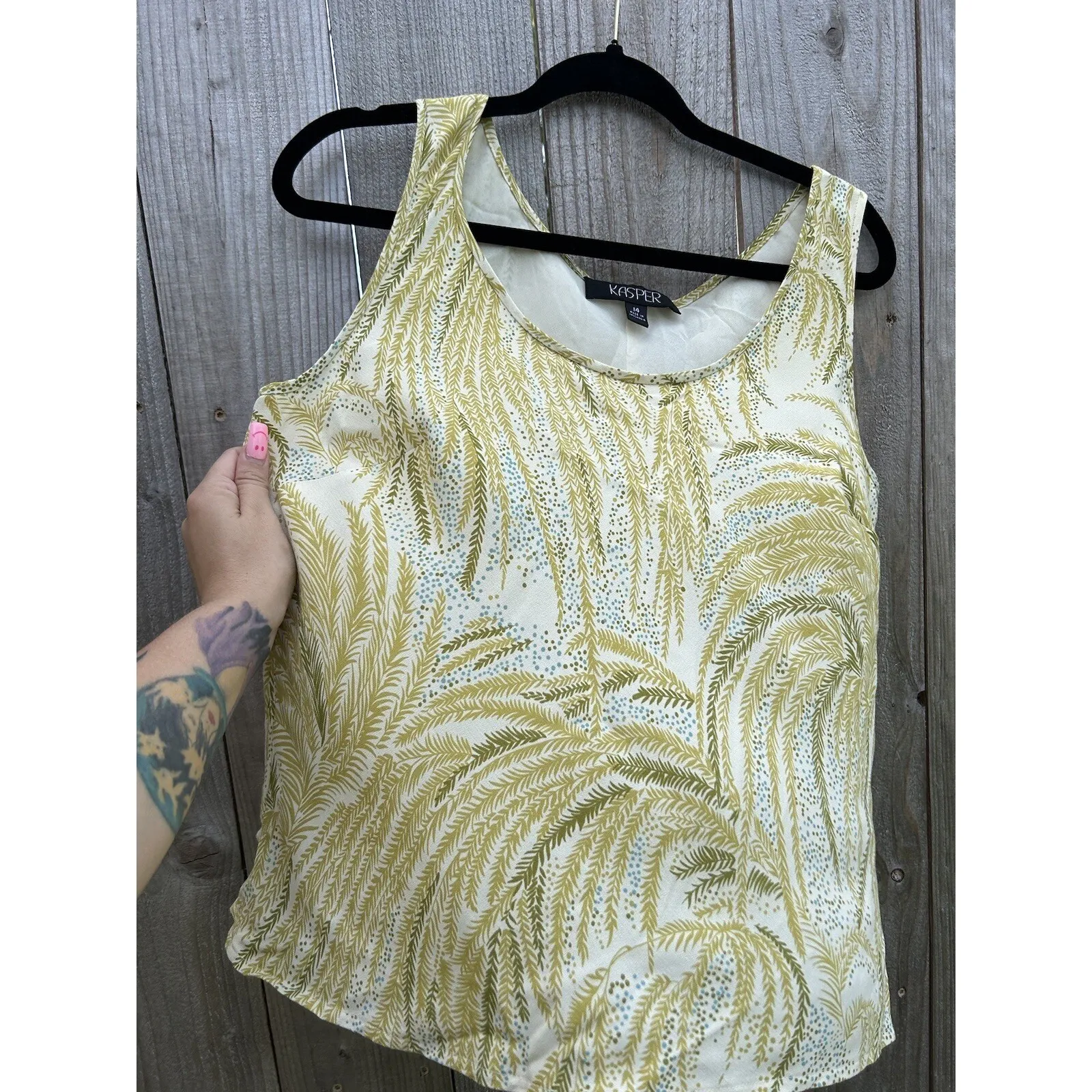 Kasper Tank Size 14‎ Leaf Floral Dot Light Spring Work Summer Fairy - Image 3