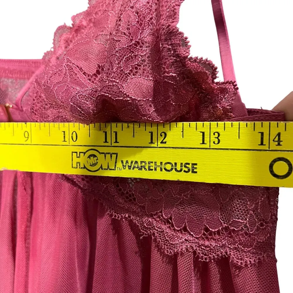 Women’s Babydoll Lace Front Clasp Mauve Lingerie Size Large Intimates Sexy Pink - Image 3