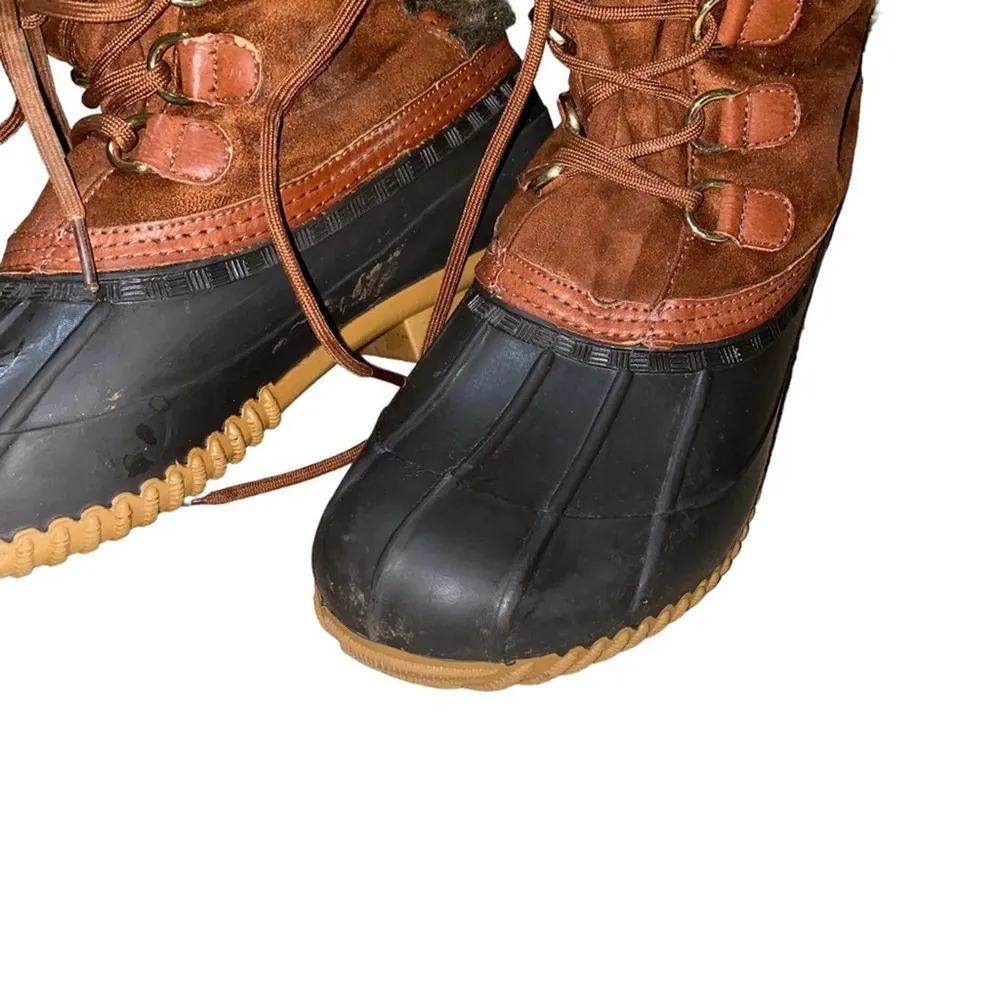 Tommy Hilfiger Faux Fur Lined Duck Boots Leather sole faux suede upper brown 10 - Image 9