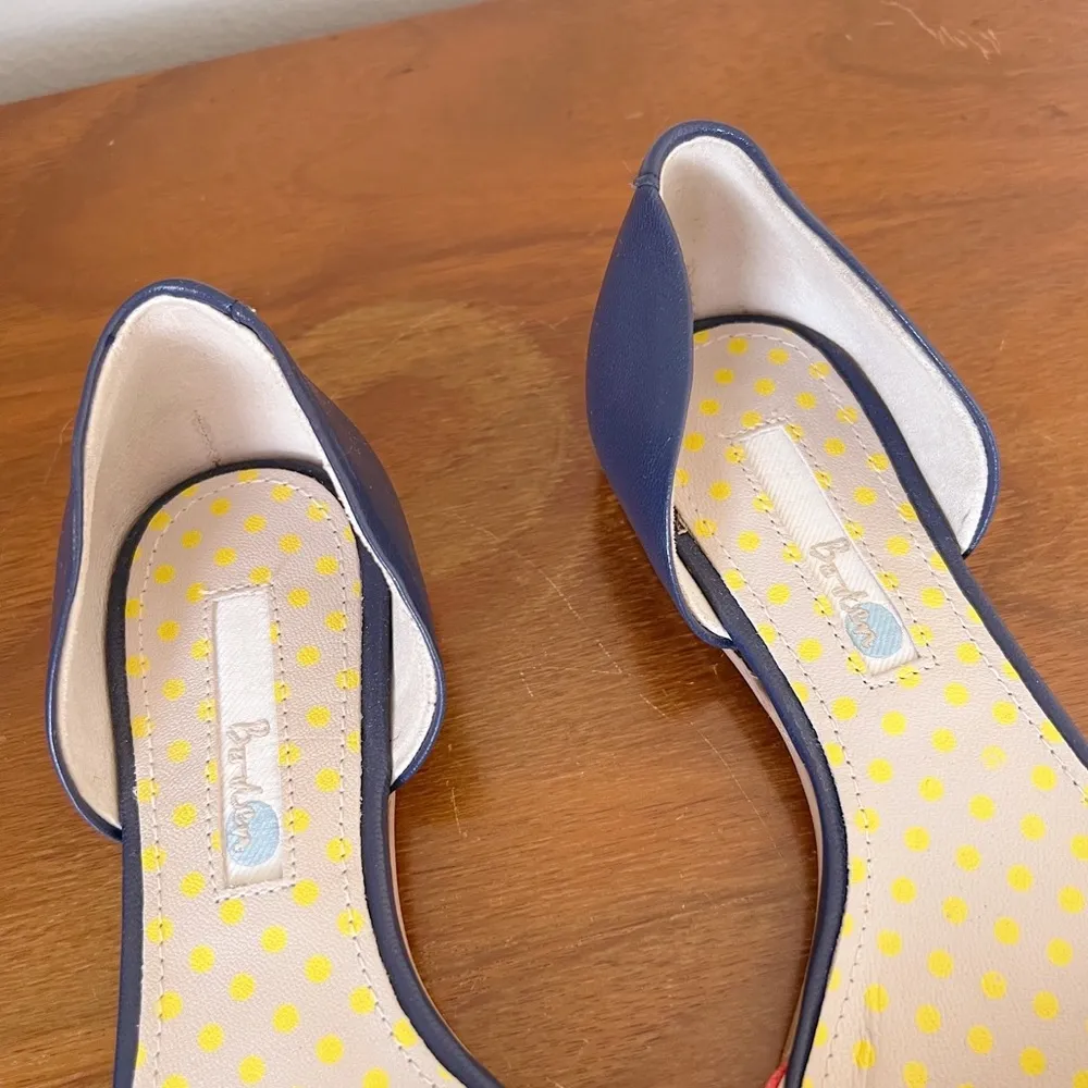 Boden • Vienne Point Flats d'orsay red white stripe canvas navy blue leather Size 6 - Image 4