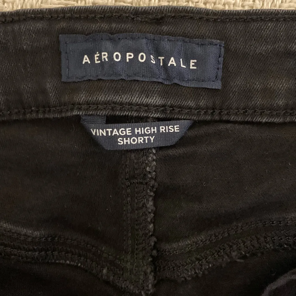Aeropostale Women’s 0 Black Cut-Off Distressed Denim Shorts Stretch 5 Pockets - Image 3