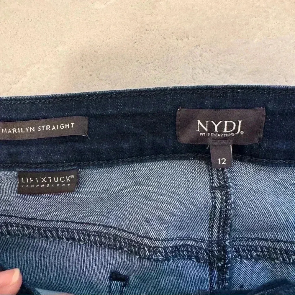 NYDJ Marilyn Straight Lift Tuck Technology Dark Wash Stretch Jeans Women's 12 - Image 7