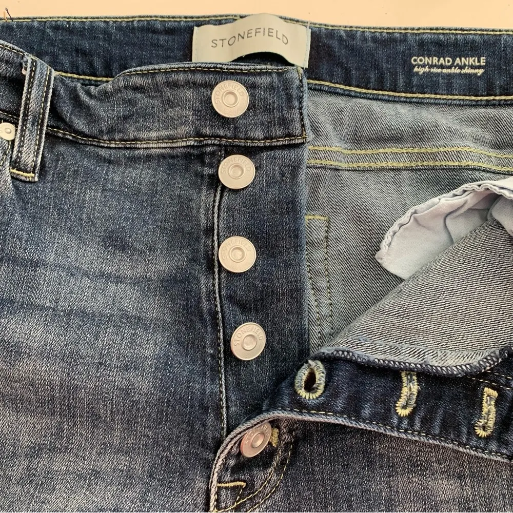 EUC Stonefield Conrad High Rise Ankle Skinny Button Fly Jeans Size 32x27 Blue - Image 4