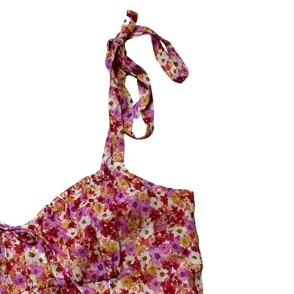 Red and Pink Floral Felicia Mini Dress US L - Image 4