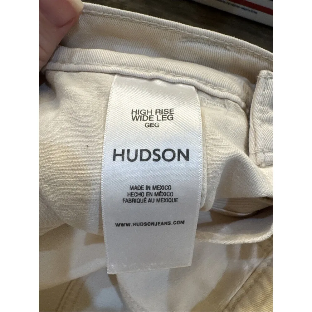 Hudson Womens Ivory High Rise Wide‎ Leg Denim Cargo Jeans Size 24 Carpenter Tan - Image 8