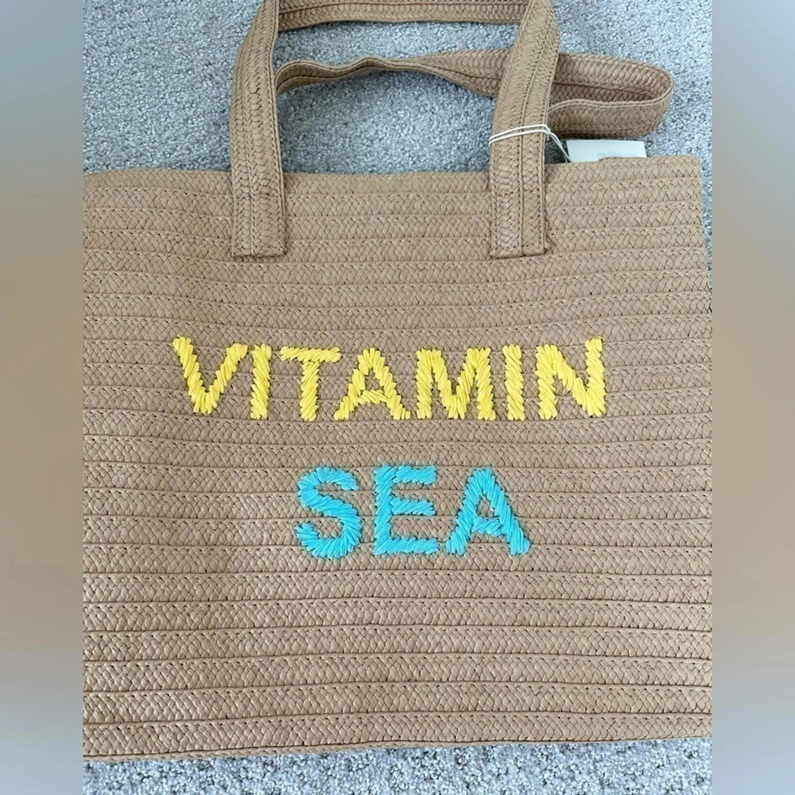 Vitamin Sea Woven Paper Straw Tote Bag Collection XIIX Natural NWT Tan - Image 9