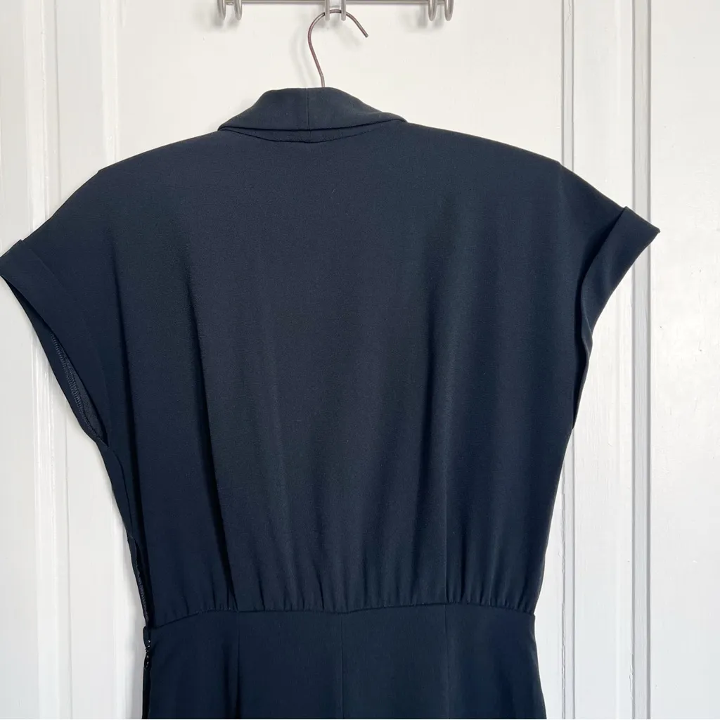 MM Lafleur • Tory 3.0 Dress black faux wrap cap sleeve pencil midi classic lbd - Image 10