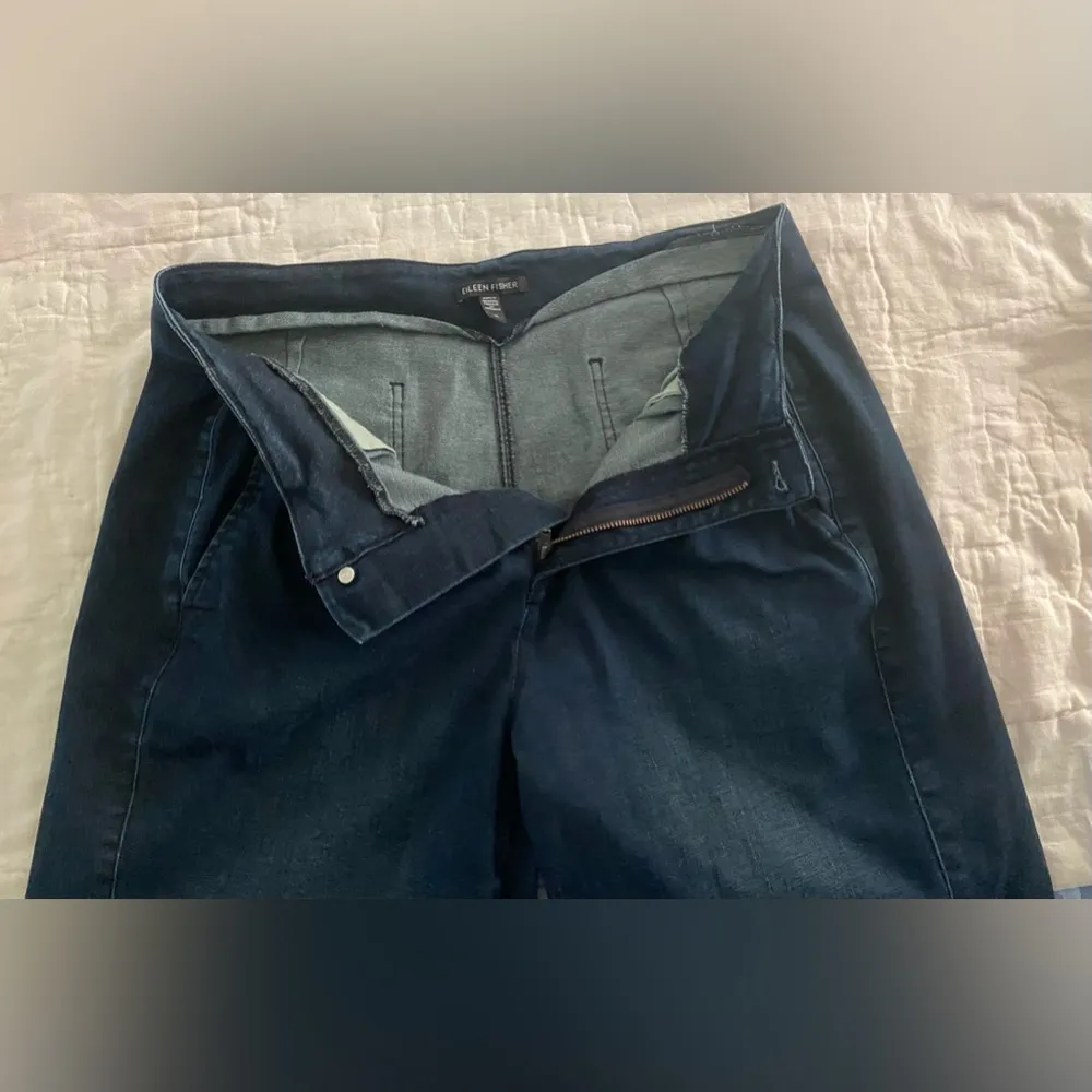 Eileen Fisher Size 10 Jeans Organic Cotton Paperbag Skinny Tapered Preppy Denim - Image 5