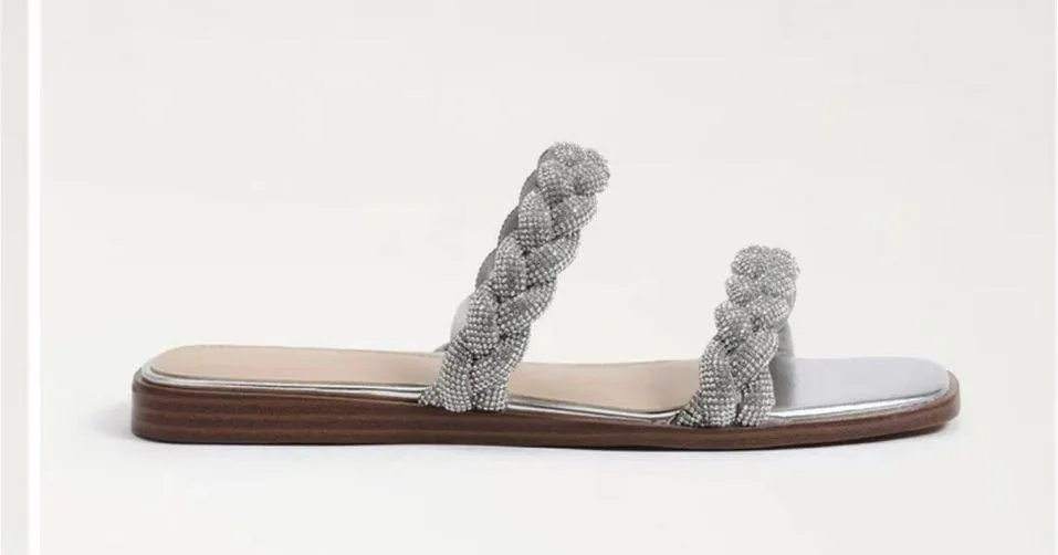 SAM EDELMAN Inette Metalllic Silver Slide Sandal Size 8M‎ 💛 - Image 2