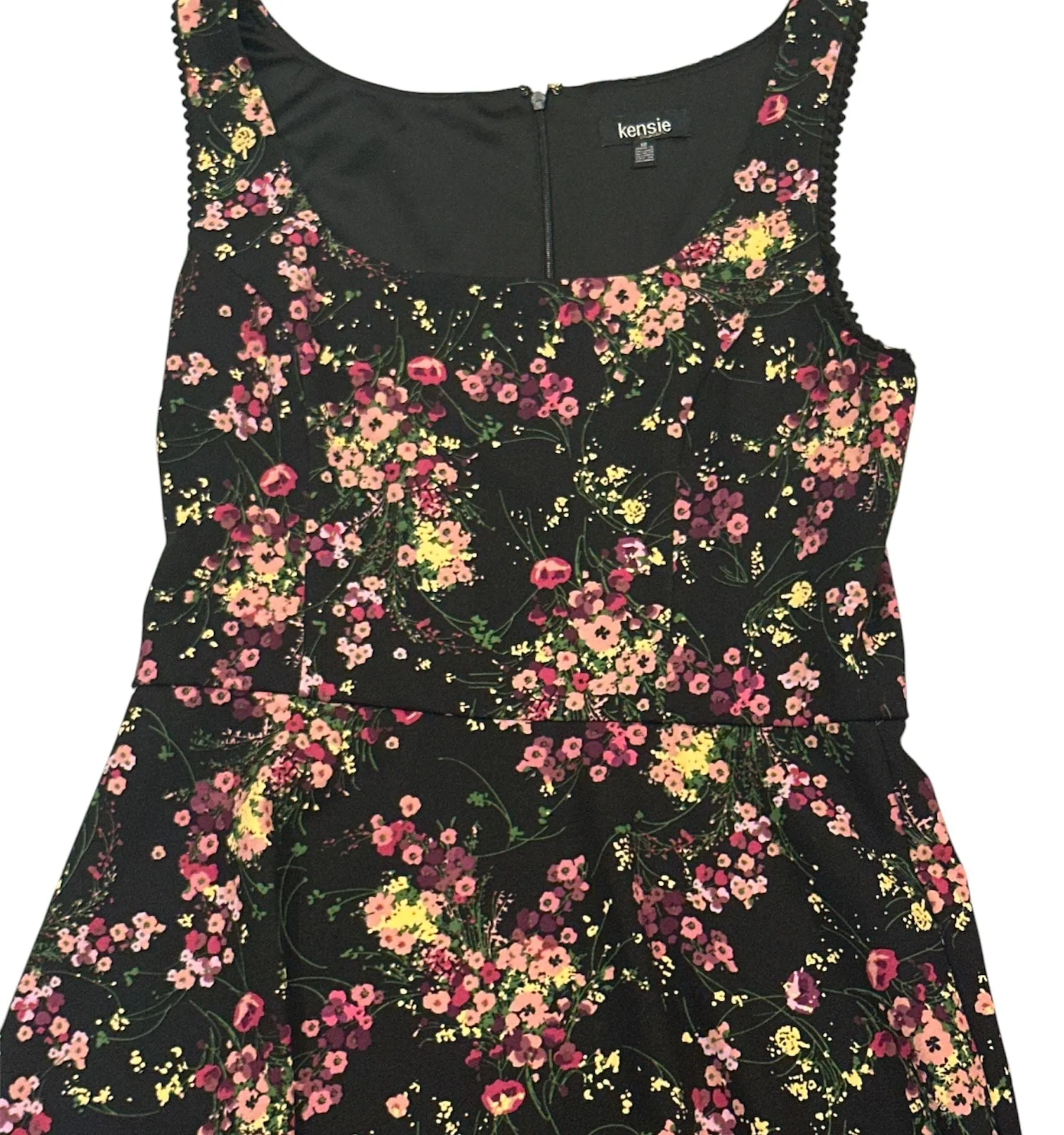 Kensie Women's Black Floral Print Sleeveless A-Line Dress Size 12 - Image 2