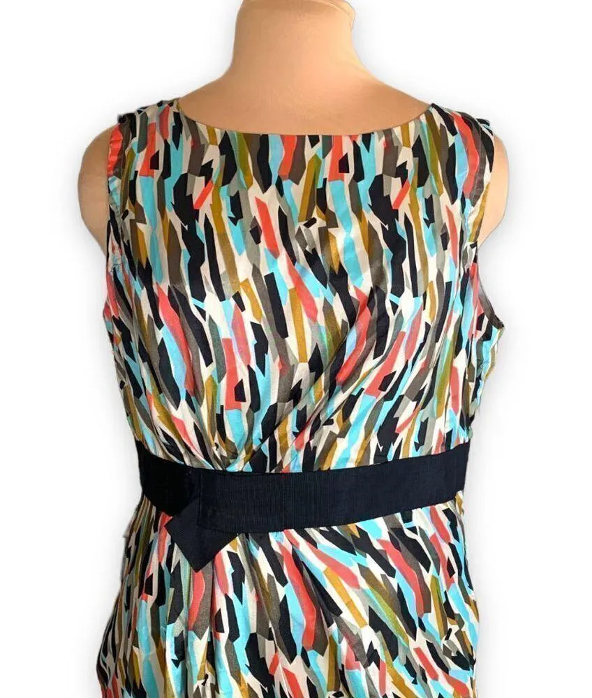 Vertigo Paris Dress Abstract Multicolored Art To Wear Sleeveless Ruched Sheath - Image 3
