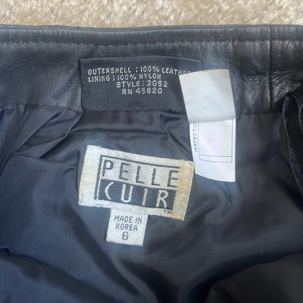 Vintage Pelle Cuir Leather Midi Pencil Skirt in Size 6 Black - Image 5