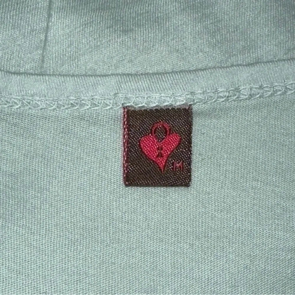 Heartlock Women’s Size S Y2K Seafoam Green Beaded Hem Cap Sleeve Henley T - Image 5