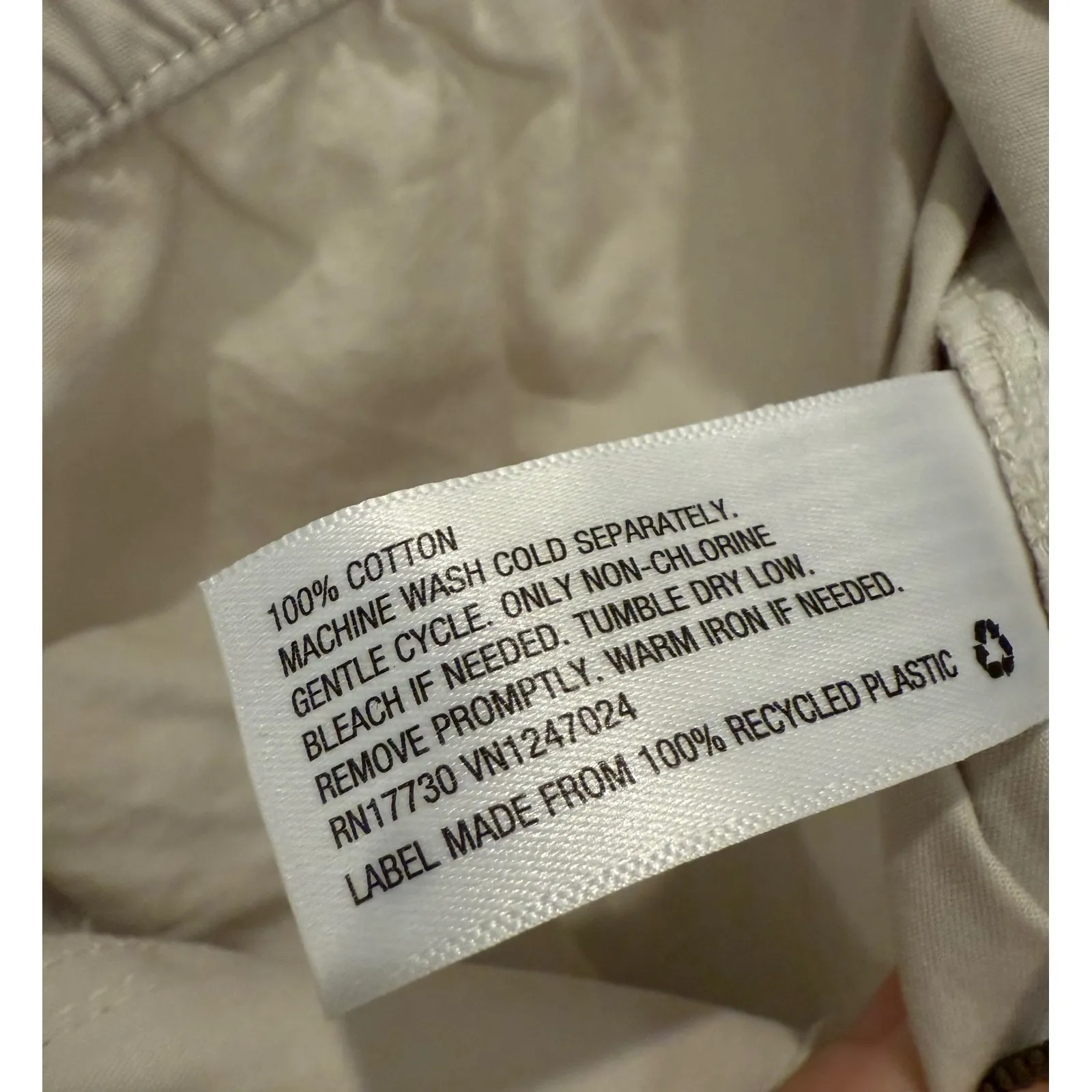 A New Day Cotton Blend Pants‎ Elastic Waist Casual Cropped Beige Size M - Image 4