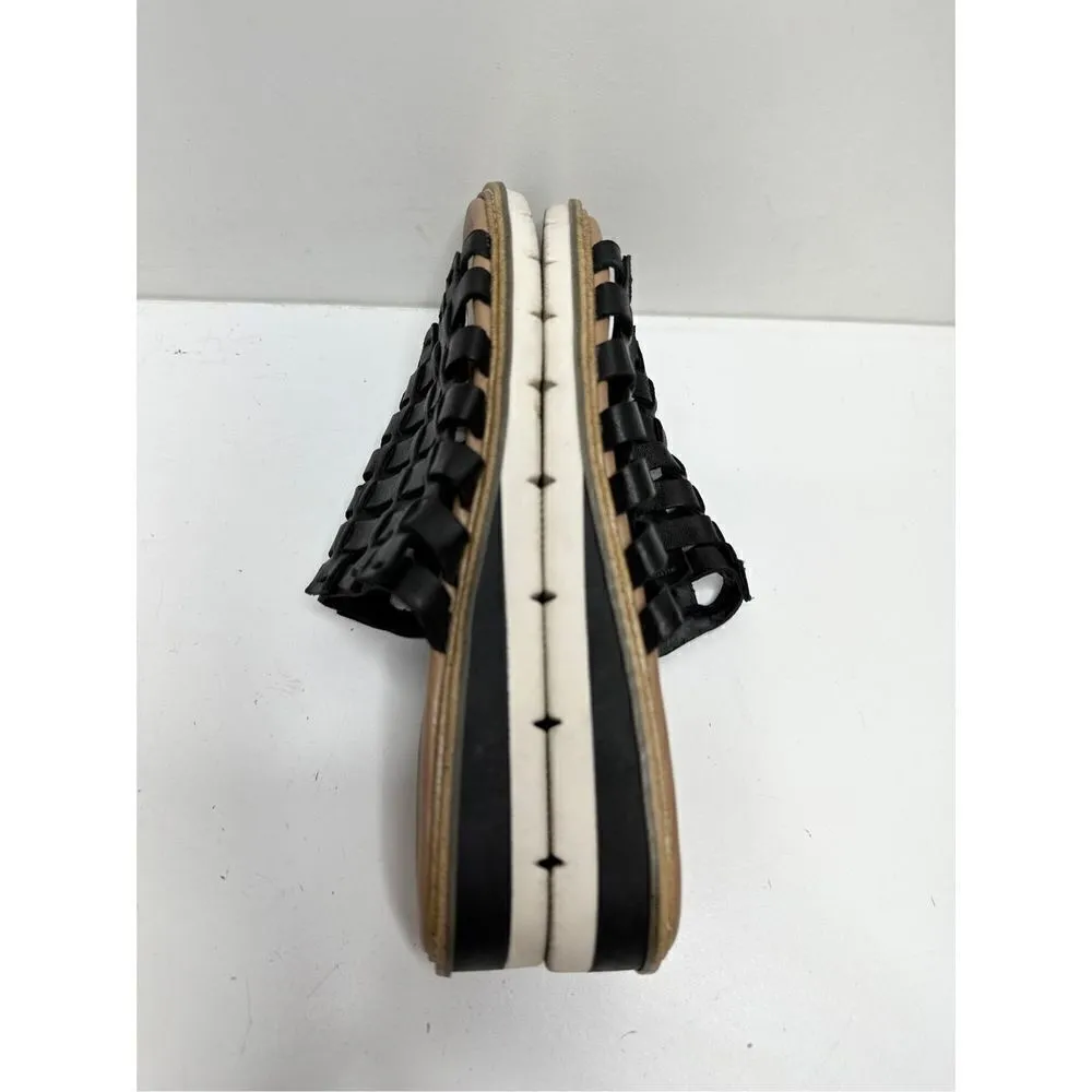 Me too Arien Sandals Womens Size 6.5 Black Woven Slip On Leather Slide - Image 6