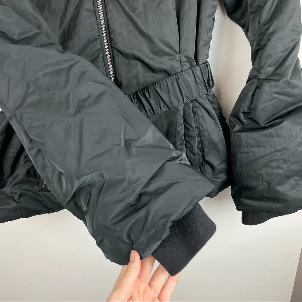 Y2K GANT Collection Womens Coat High Zip Neck Balloon Sleeves Black Sz Large - Image 8