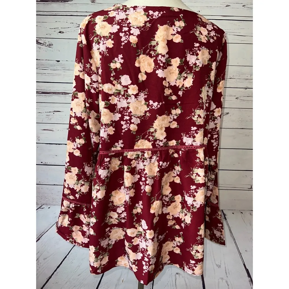 NWT Suzanne Betro Weekend Shirt Plus Size 2X XXL Babydoll Floral U2601104 Eyelet - Image 5