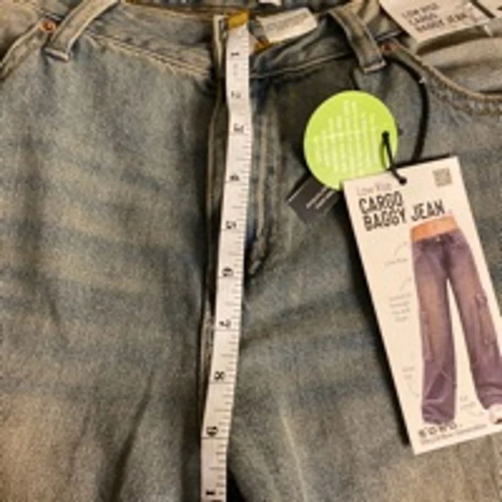 Y2K Baggy Cargo Jeans Light Wash Denim S.O.N.G. 13/31 Blue Size undefined - Image 7