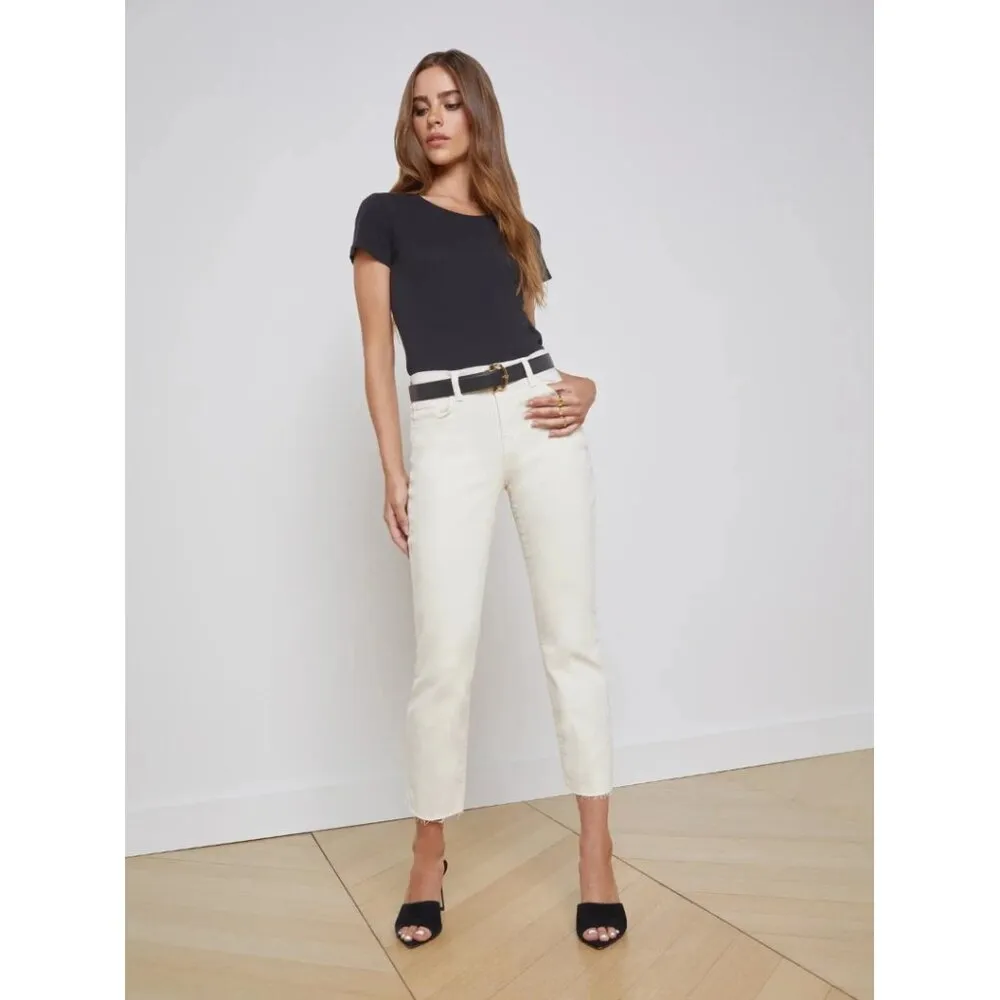 New NWT L'AGENCE Jeans Women's Size 28 Sada High Rise Crop Slim White Blanc - Image 4