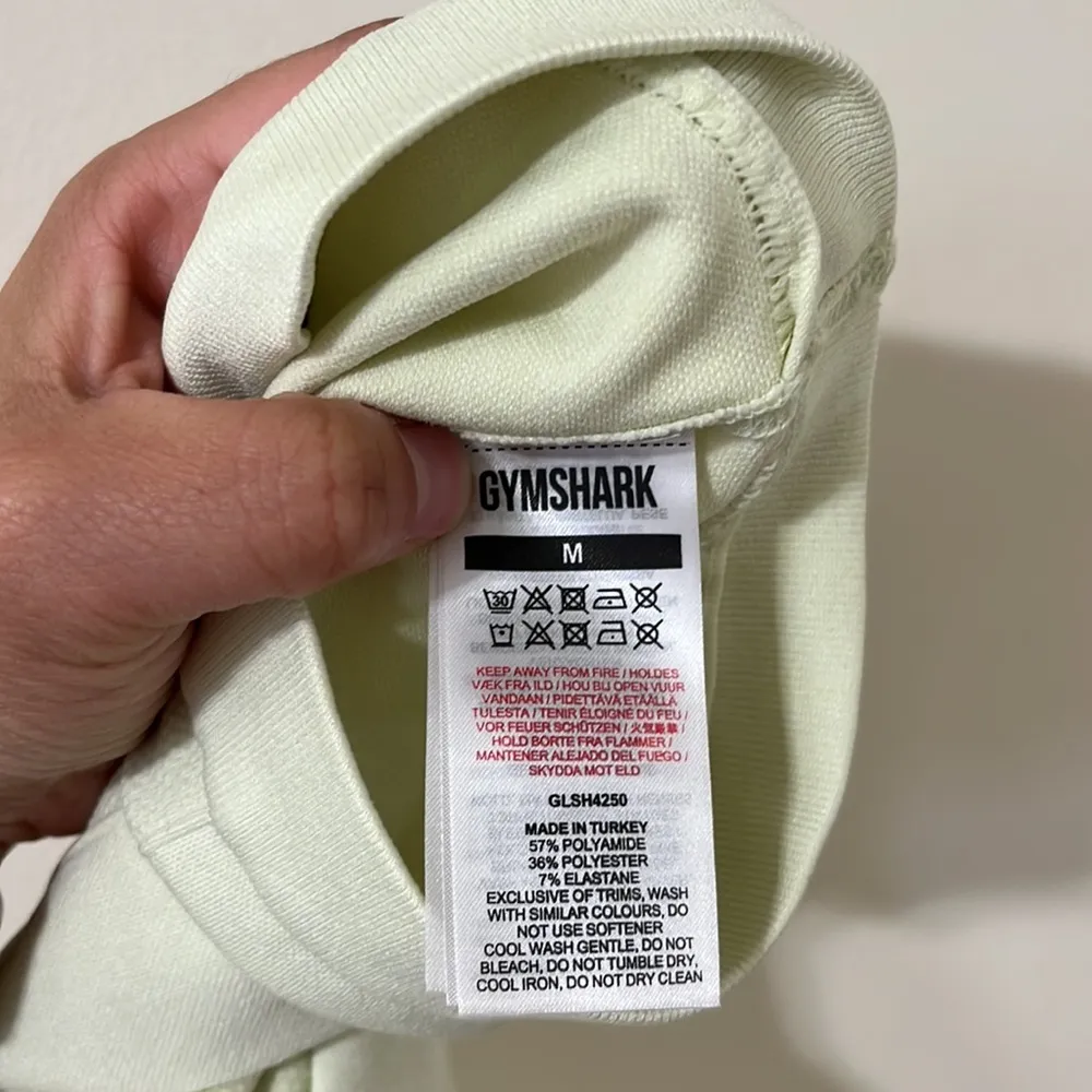 NEW Gymshark Flex Cycling Bike Shorts Light Green Yellow Marl Size Medium - Image 9