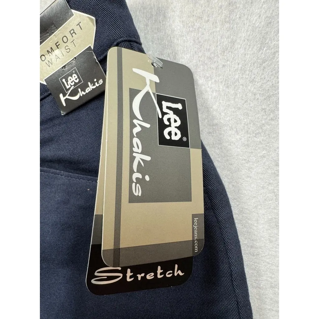 Lee Khakis Chino Pants Navy Blue Comfort Waist Flat Front Women's 14 Short NWT - Image 5