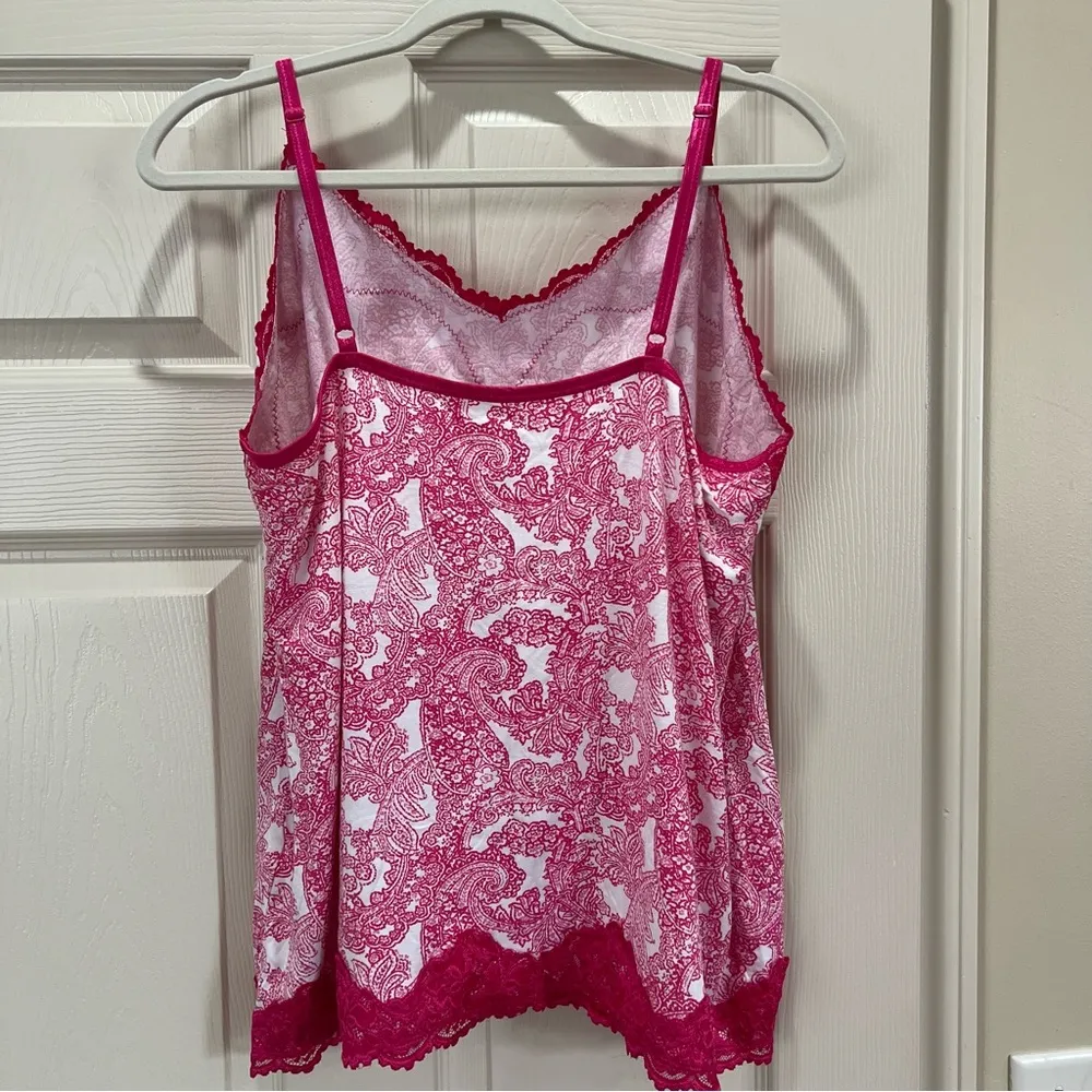 Lane Bryant Hot Pink Camisole Top Size 18/20 Y2K Lace Edged R8 - Image 2