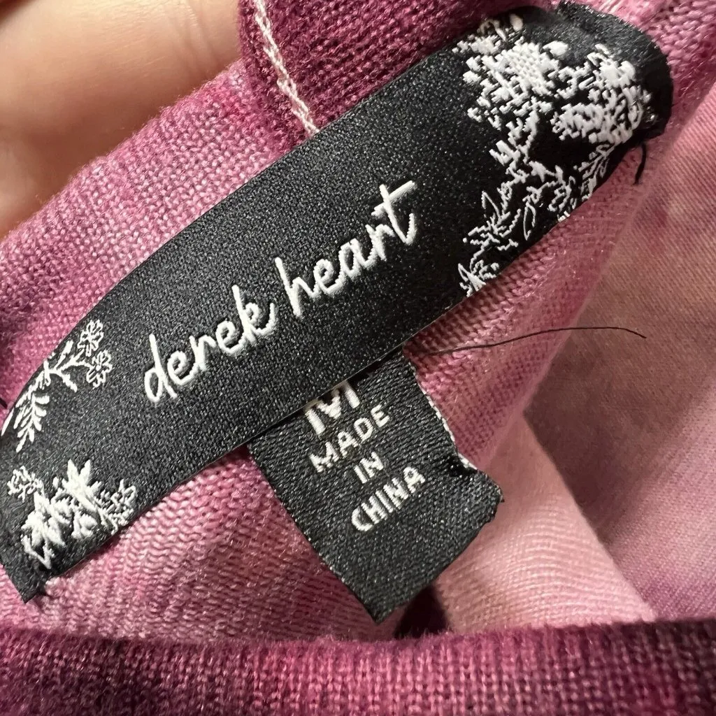 Derek Heart Sweater Medium Pink Tie‎ Dye Long Sleeve Cut Out Back Pullover Loose - Image 7