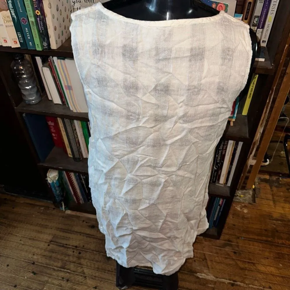 Flax checked v-neck M flowy cottagecore linen tunic - Image 2